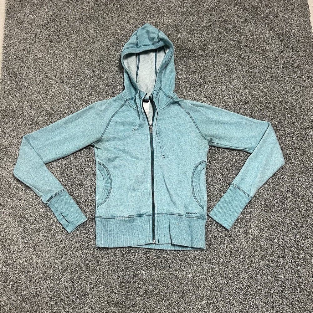 Patagonia Full Zip Hoodie Blue Organic Cotton Blend Women’s Small